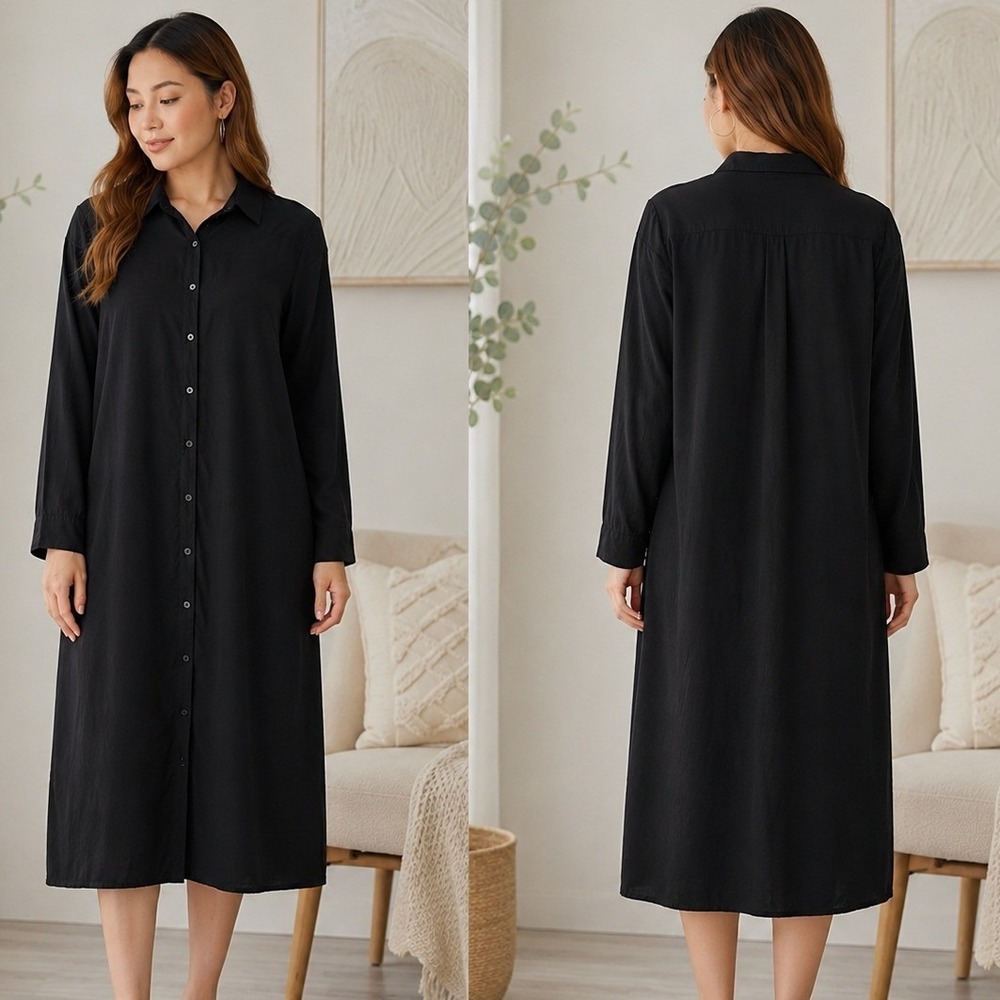 Xirena Hope Dress Small Black Cotton Long Maxi Button Front Dark Academia